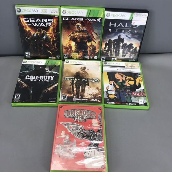 Microsoft Xbox 360 Games MX vs ATV Black Ops Gears of War Halo Bioshock lot of 7